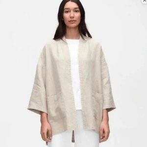 Eileen Fisher Heavy Organic Linen/ Cotton Front Pocket Blazer Jacket